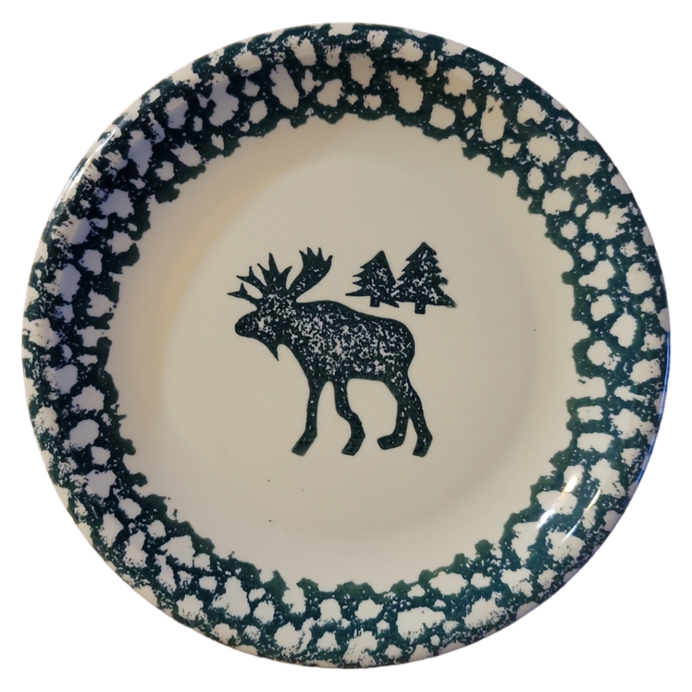 1 Vtg Moose Country Tienshan Folkcraft Stoneware Dinner Plate